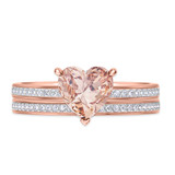 Photo of Arman 2 1/4 CT. T.W. Morganite and Diamond Matching Bridal Ring Set 14K Rose Gold [BR264R-C000]