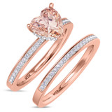Photo of Arman 2 1/4 CT. T.W. Morganite and Diamond Matching Bridal Ring Set 14K Rose Gold [BR264R-C000]