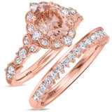 Photo of Bria 2 1/6 CT. T.W. Morganite and Diamond Matching Bridal Ring Set 10K Rose Gold [BR265R-C000]