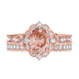 Photo of Bria 2 1/6 CT. T.W. Morganite and Diamond Matching Bridal Ring Set 14K Rose Gold [BR265R-C000]