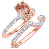 Photo of Zorya 2 1/2 Carat T.W. Morganite and Diamond Matching Bridal Ring Set 14K Rose Gold [BR266R-C000]