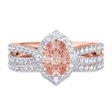 Photo of Sutton 1 3/4 Carat T.W. Morganite and Diamond Matching Bridal Ring Set 10K Rose Gold [BR267R-C000]