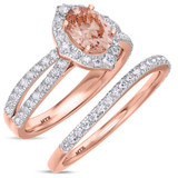 Photo of Sutton 1 3/4 Carat T.W. Morganite and Diamond Matching Bridal Ring Set 14K Rose Gold [BR267R-C000]