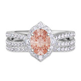 Photo of Sutton 1 3/4 CT. T.W. Morganite and Diamond Matching Bridal Ring Set 10K White Gold [BR267W-C000]