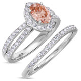 Photo of Sutton 1 3/4 CT. T.W. Morganite and Diamond Matching Bridal Ring Set 10K White Gold [BR267W-C000]