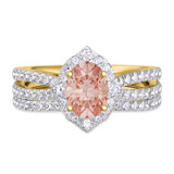 Photo of Sutton 1 3/4 Carat T.W. Morganite and Diamond Matching Bridal Ring Set 10K Yellow Gold [BR267Y-C000]