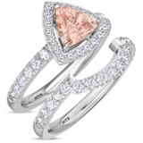 Photo of Arden 1 2/3 CT. T.W. Morganite and Diamond Matching Bridal Ring Set 14K White Gold [BR268W-C000]