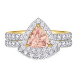 Photo of Arden 1 2/3 CT. T.W. Morganite and Diamond Matching Bridal Ring Set 14K Yellow Gold [BR268Y-C000]
