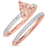 Photo of Bassey 1 1/5 Carat T.W. Morganite and Diamond Matching Bridal Ring Set 14K Rose Gold [BR269R-C000]