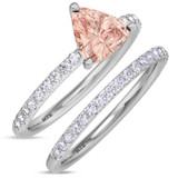 Photo of Bassey 1 1/5 CT. T.W. Morganite and Diamond Matching Bridal Ring Set 14K White Gold [BR269W-C000]