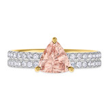 Photo of Bassey 1 1/5 Carat T.W. Morganite and Diamond Matching Bridal Ring Set 14K Yellow Gold [BR269Y-C000]