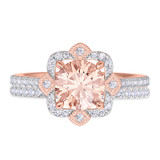 Photo of Hart 1 7/8 Carat T.W. Morganite and Diamond Matching Bridal Ring Set 14K Rose Gold [BR270R-C000]