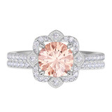 Photo of Hart 1 7/8 Carat T.W. Morganite and Diamond Matching Bridal Ring Set 14K White Gold [BR270W-C000]