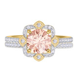 Photo of Hart 1 7/8 CT. T.W. Morganite and Diamond Matching Bridal Ring Set 14K Yellow Gold [BR270Y-C000]