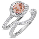 Photo of Sloane 1 2/3 CT. T.W. Morganite and Diamond Matching Bridal Ring Set 10K White Gold [BR272W-C000]