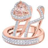 Photo of Amber 3 1/5 Carat T.W. Morganite and Diamond Trio Matching Wedding Ring Set 10K Rose Gold [BT260R-C000]