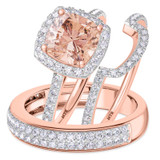 Photo of Iris 3 1/5 CT. T.W. Morganite and Diamond Trio Matching Wedding Ring Set 14K Rose Gold [BT261R-C000]