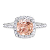 Photo of Iris 2 1/3 CT. T.W. Morganite and diamond Engagement Ring 10K White Gold [BT261WE-C000]