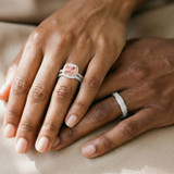 Photo of Iris 3 1/5 Carat T.W. Morganite and Diamond Trio Matching Wedding Ring Set 14K White Gold [BT261W-C000]