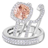 Photo of Iris 3 1/5 Carat T.W. Morganite and Diamond Trio Matching Wedding Ring Set 14K White Gold [BT261W-C000]