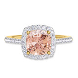 Photo of Iris 3 1/5 Carat T.W. Morganite and Diamond Trio Matching Wedding Ring Set 14K Yellow Gold [BT261YE-C000]