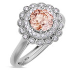 Photo of Charaya 1 3/4 CT. T.W. Morganite and Diamond Trio Matching Wedding Ring Set 10K White Gold [BT262WE-C000]