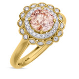 Photo of Charaya 1 3/4 Carat T.W. Morganite and Diamond Trio Matching Wedding Ring Set 14K Yellow Gold [BT262YE-C000]
