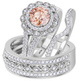 Photo of Pembe 1 7/8 Carat T.W. Morganite and Diamond Trio Matching Wedding Ring Set 10K White Gold [BT263W-C000]