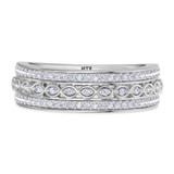 Photo of Pembe 1 7/8 Carat T.W. Morganite and Diamond Trio Matching Wedding Ring Set 10K White Gold [BT263WM]