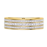 Photo of Arman 2 7/8 CT. T.W. Morganite and Diamond Trio Matching Wedding Ring Set 10K Yellow Gold [BT264YM]