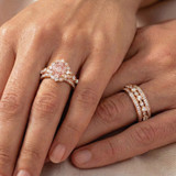 Photo of Bria 2 7/8 CT. T.W. Morganite and Diamond Trio Matching Wedding Ring Set 10K Rose Gold [BT265R-C000]