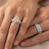 Photo of Bria 2 7/8 CT. T.W. Morganite and Diamond Trio Matching Wedding Ring Set 14K White Gold [BT265W-C000]