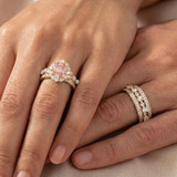 Photo of Bria 2 7/8 CT. T.W. Morganite and Diamond Trio Matching Wedding Ring Set 10K Yellow Gold [BT265Y-C000]