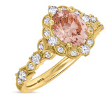 Photo of Bria 2 7/8 CT. T.W. Morganite and Diamond Trio Matching Wedding Ring Set 10K Yellow Gold [BT265YE-C000]