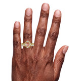 Photo of Bria 2 7/8 CT. T.W. Morganite and Diamond Trio Matching Wedding Ring Set 14K Yellow Gold [BR265Y-C000] [HT-4]