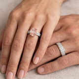 Photo of Zorya 3 CT. T.W. Morganite and Diamond Trio Matching Wedding Ring Set 10K Yellow Gold [BT266Y-C000]