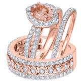 Photo of Sutton 2 1/2 CT. T.W. Morganite and Diamond Trio Matching Wedding Ring Set 14K Rose Gold [BT267R-C000]