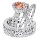 Photo of Sutton 2 1/2 Carat T.W. Morganite and Diamond Trio Matching Wedding Ring Set 10K White Gold [BT267W-C000]