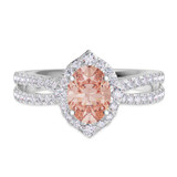 Photo of Sutton 2 1/2 Carat T.W. Morganite and Diamond Trio Matching Wedding Ring Set 10K White Gold [BT267WE-C000]