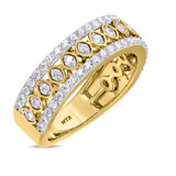 Photo of Sutton 2 1/2 CT. T.W. Morganite and Diamond Trio Matching Wedding Ring Set 14K Yellow Gold [BT267YM]