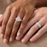 Photo of Arden 2 1/5 CT. T.W. Morganite and Diamond Trio Matching Wedding Ring Set 10K White Gold [BT268W-C000]