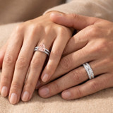 Photo of Bassey 1 3/4 CT. T.W. Morganite and Diamond Trio Matching Wedding Ring Set 10K White Gold [BT269W-C000]