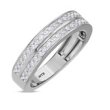 Photo of Bassey 1 3/4 CT. T.W. Morganite and Diamond Trio Matching Wedding Ring Set 10K White Gold [BT269WM]