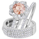 Photo of Hart 2 3/4 Carat T.W. Morganite and Diamond Trio Matching Wedding Ring Set 10K White Gold [BT270W-C000]