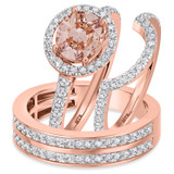 Photo of Sloane 2 1/5 Carat T.W. Morganite and Diamond Trio Matching Wedding Ring Set 14K Rose Gold [BT272R-C000]