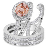 Photo of Sloane 2 1/5 CT. T.W. Morganite and Diamond Trio Matching Wedding Ring Set 10K White Gold [BT272W-C000]