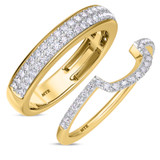 Photo of Iris 7/8 ct tw. Diamond Wedding Band Set 14K Yellow Gold [WB261Y]