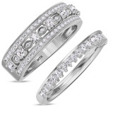 Photo of Bria 1 ct tw. Diamond Wedding Band Set 10K White Gold [WB265W]