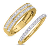 Photo of Bassey 3/4 ct tw. Diamond Wedding Band Set 10K Yellow Gold [WB269Y]