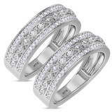 Photo of Pembe 3/4 ct tw. Diamond Same Sex Mens Band Set 14K White Gold [WM263W]